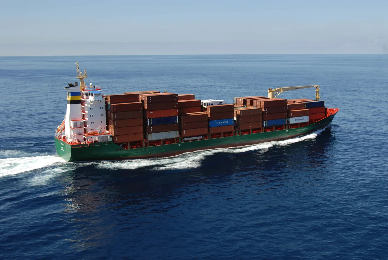 Container ship at sea
